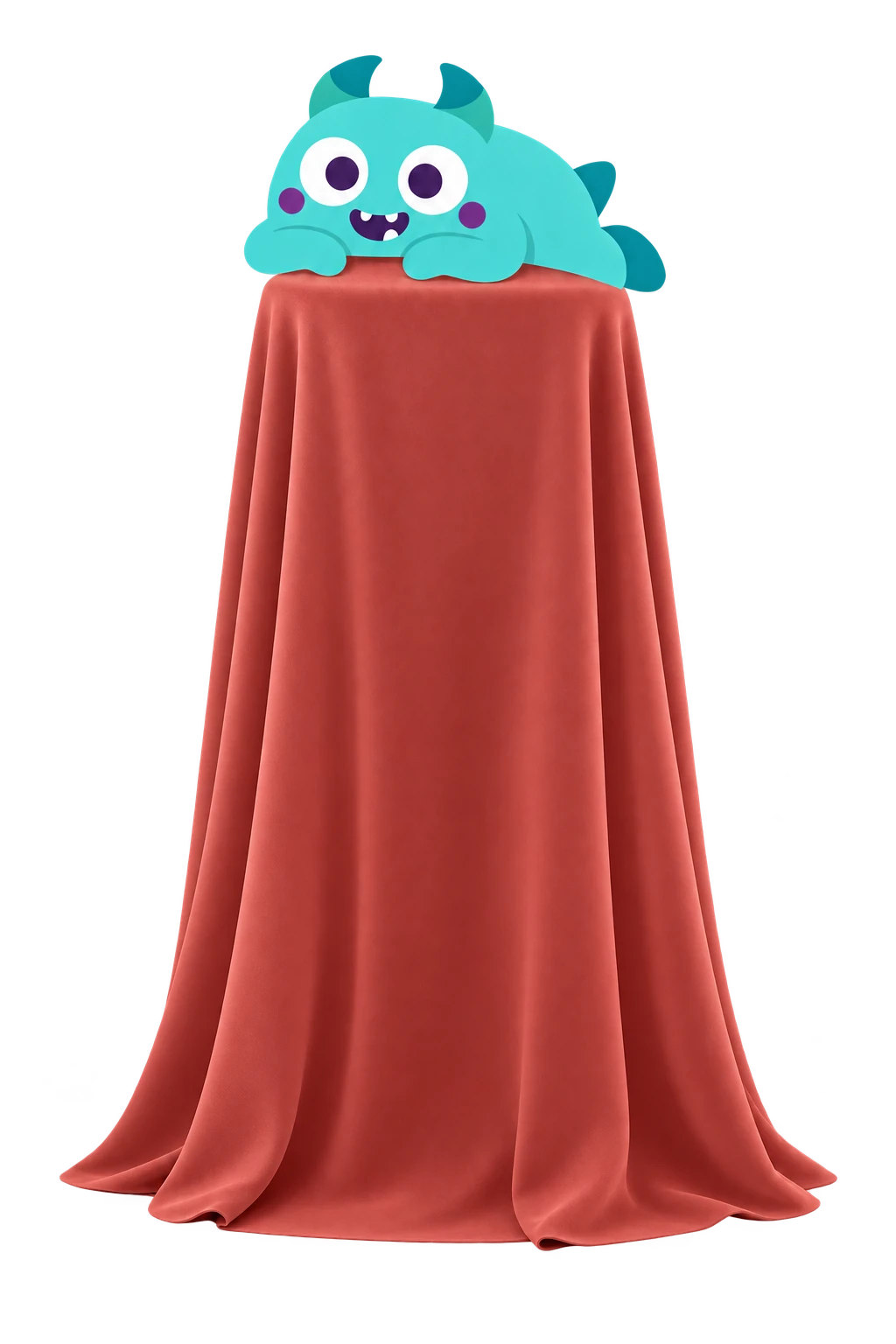 YOYO lounging on a softly draped red cloth, keeping FOLAMP a secret